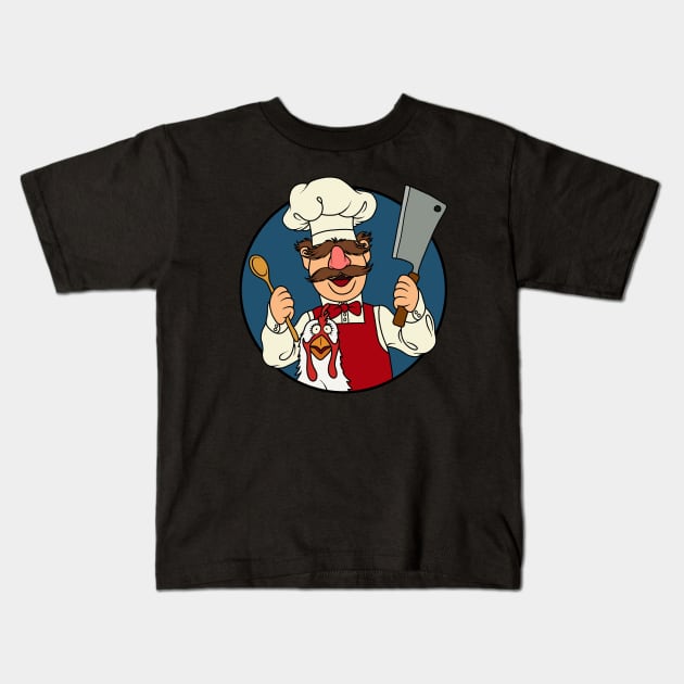 Kitchen Swedish Chef and chicken Kids T-Shirt by valentinahramov